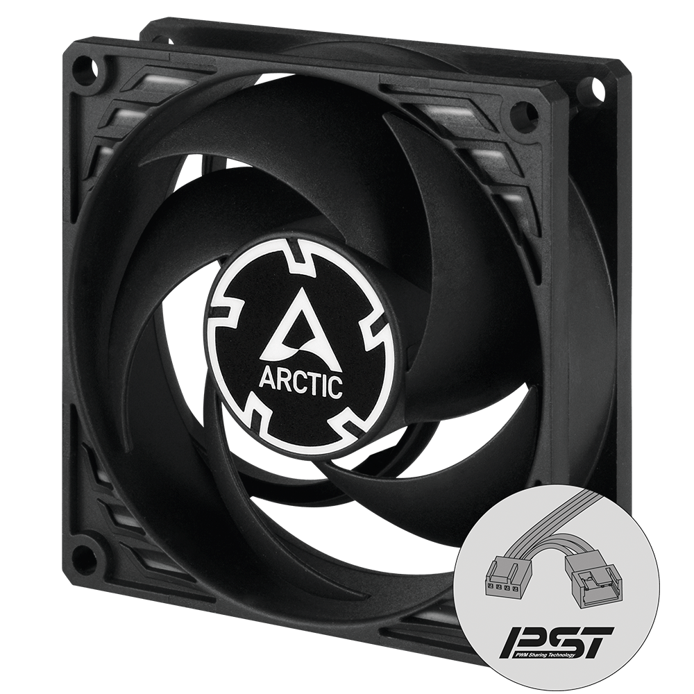 Arctic P8 8cm Pressure Optimised PWM PST Case Fan Cable Splitter & Fluid Dynamic - 200-3000 RPM