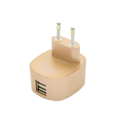 FX Multicoloured Dual USB Mains Charger 2.4 AMP Plug (EU), Gold