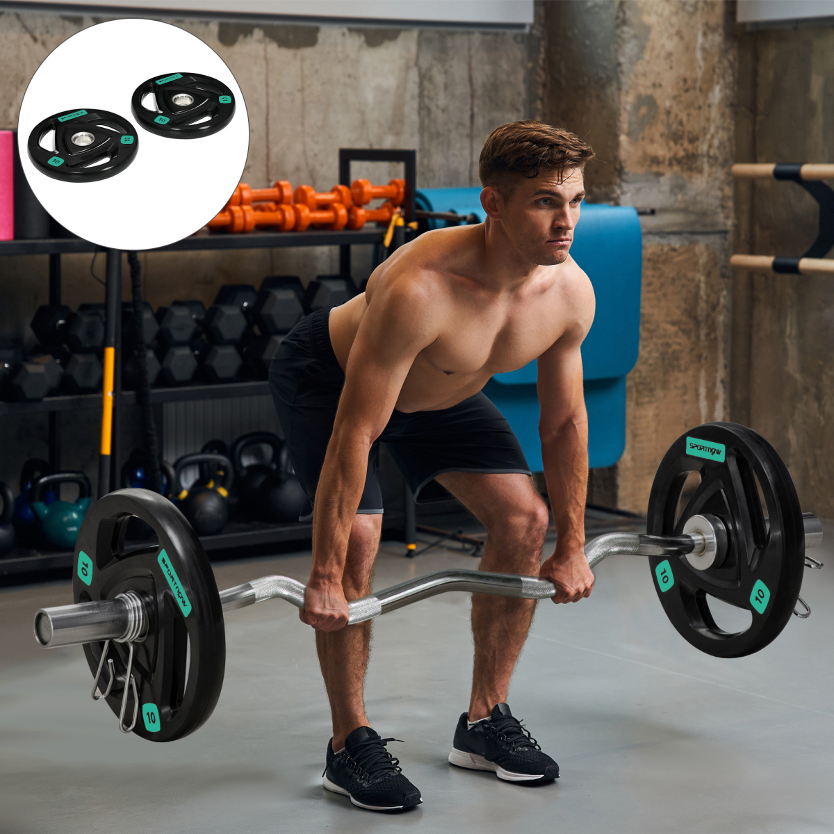 Olympic Weight Plates, Tri-Grip Barbell Weights Set with 2'' Holes, 2 x 10kg