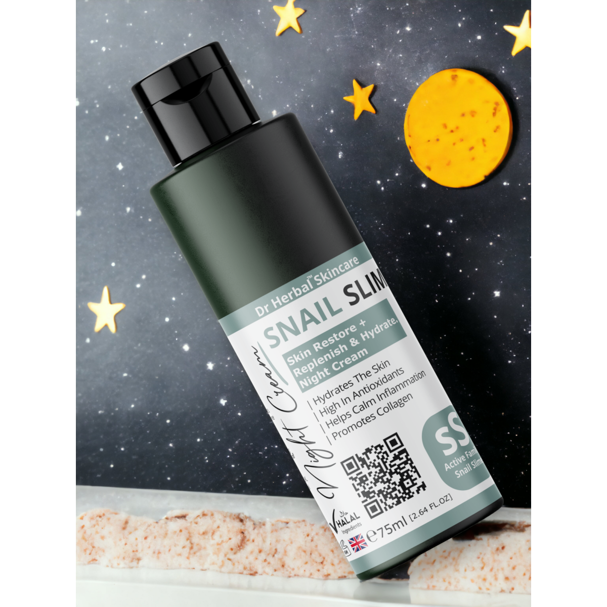 DR HERBAL Night Cream 75ml with Snail Slime, Coconut Oil & Tiare