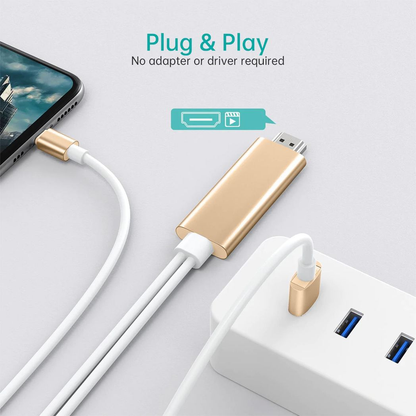 Aquarius Full HD Support HDMI Connector Cable for Phone/Pad Gold