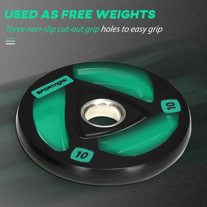 Olympic Weight Plates, Tri-Grip Barbell Weights Set with 2'' Holes, 2 x 10kg