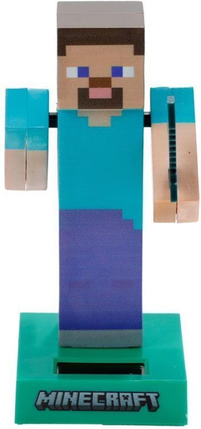 Puckator Minecraft Steve Solar Pal - Home Office Table Desk Dashboard Car Decor Decoration - Gift Ideas - Gifts For Teenage Old Boy Girl Dad Mums - Powered KIds Toys Toy Figure Figures