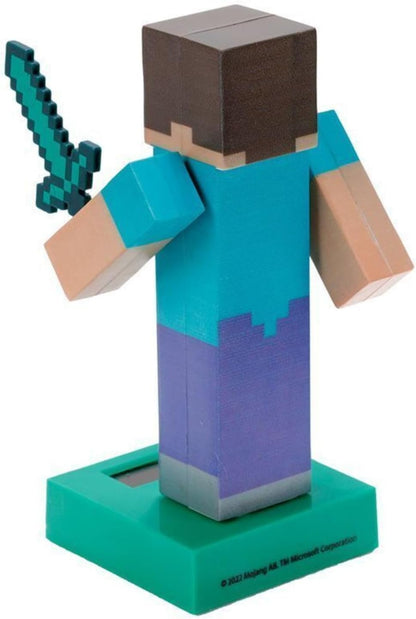 Puckator Minecraft Steve Solar Pal - Home Office Table Desk Dashboard Car Decor Decoration - Gift Ideas - Gifts For Teenage Old Boy Girl Dad Mums - Powered KIds Toys Toy Figure Figures
