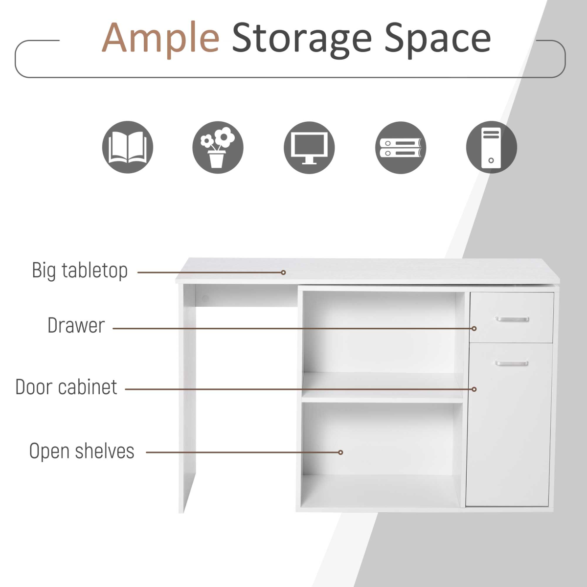 Computer Desk, L-Shaped, 360� Rotating-White