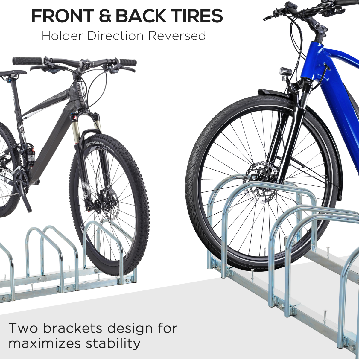 Bike Parking Rack Bicycle Locking Storage Stand for 3 Cycling Silver HOMCOM