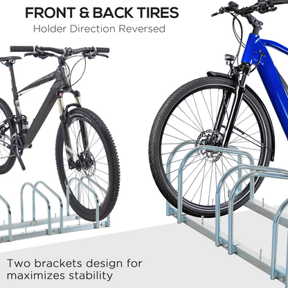 Bike Parking Rack Bicycle Locking Storage Stand for 3 Cycling Silver HOMCOM
