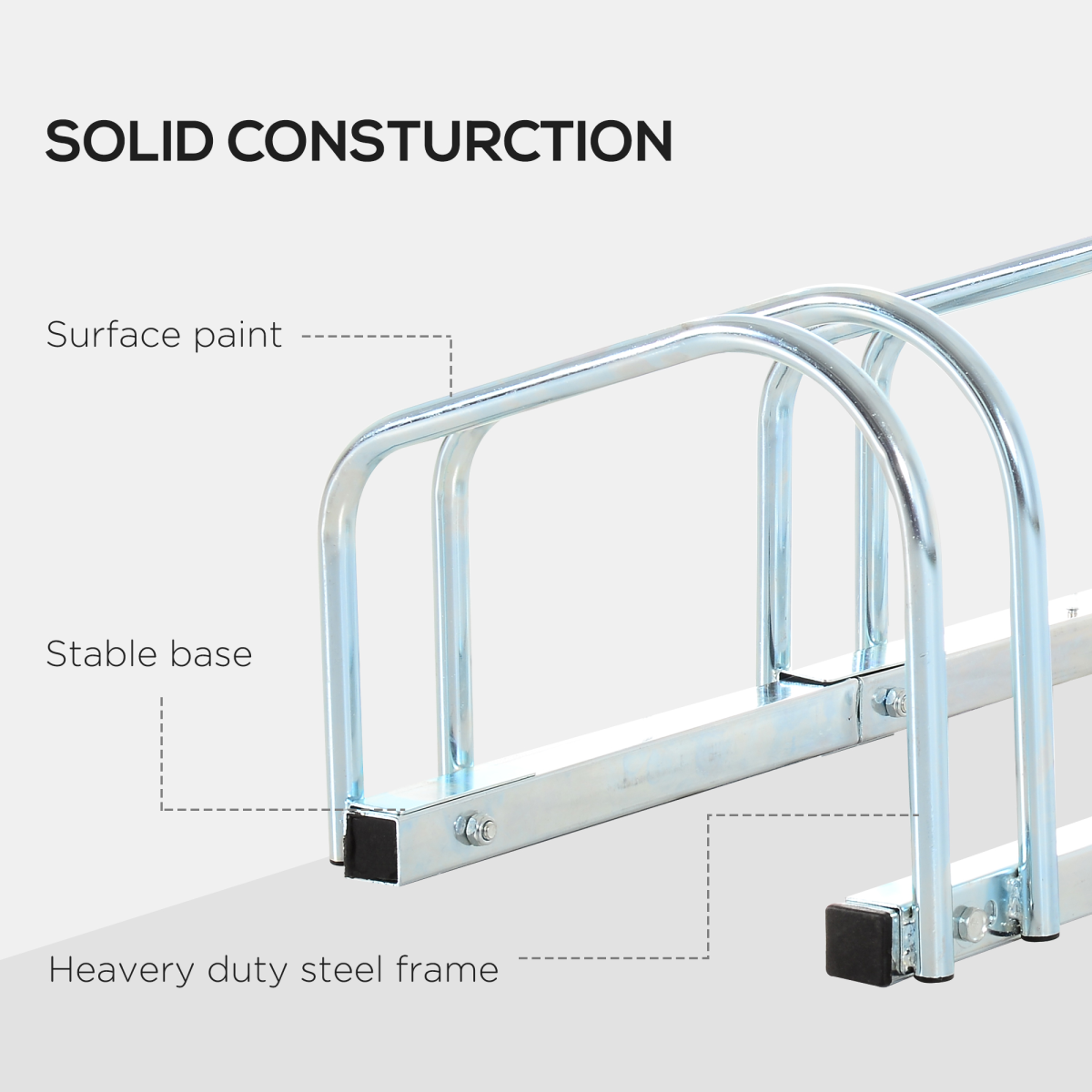 Bike Parking Rack Bicycle Locking Storage Stand for 3 Cycling Silver HOMCOM