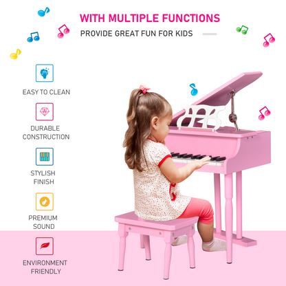 30 Keys Mini Kids Piano with Music Stand and Bench Best Gifts Toy HOMCOM