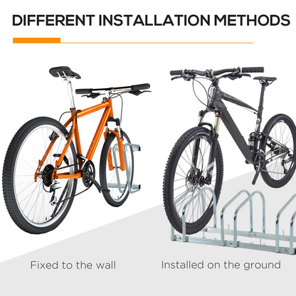 Bike Parking Rack Bicycle Locking Storage Stand for 3 Cycling Silver HOMCOM