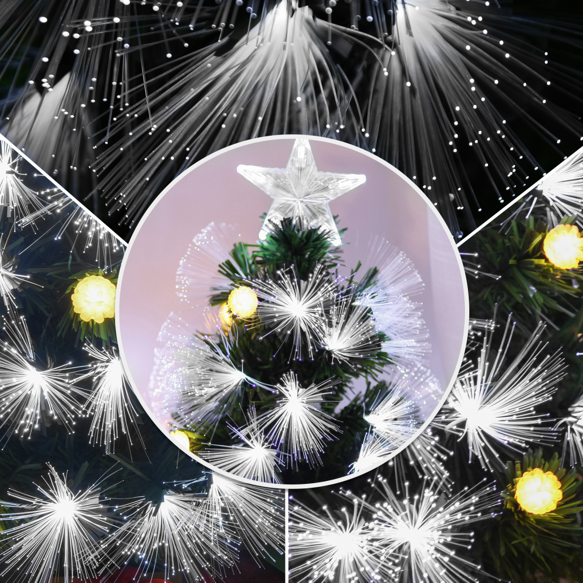 3ft White Light Christmas Tree 90 LEDs Star Topper Tri-Base Pre-Lit Home