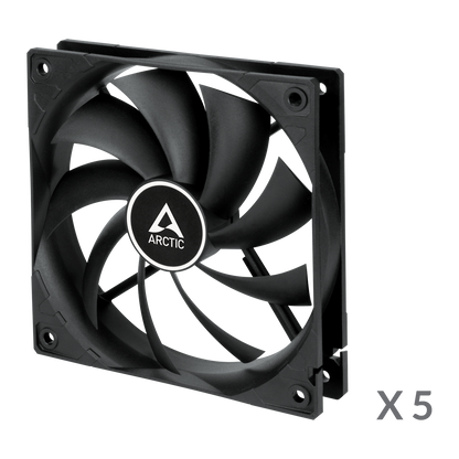 Arctic F12 Low Noise 12cm Case Fan with 9 Blades & Fluid Dynamic 1350 RPM Value Pack