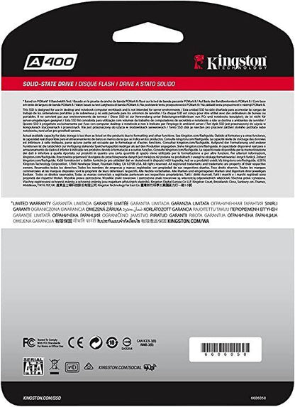 Kingston A400 Series 2.5" SATA3 SSD - 120GB to 960GB