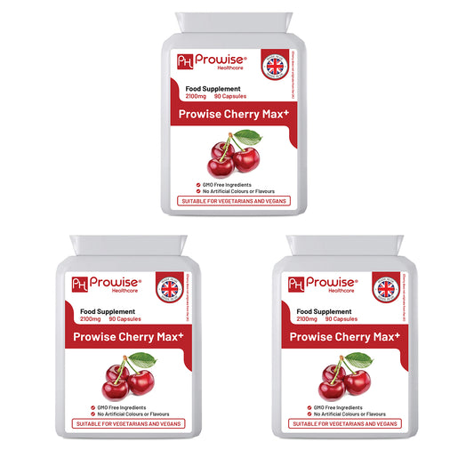 Cherry Max+ 2100mg (Pack of 3) 90 Vegan Capsules High Strength I Made in The UK