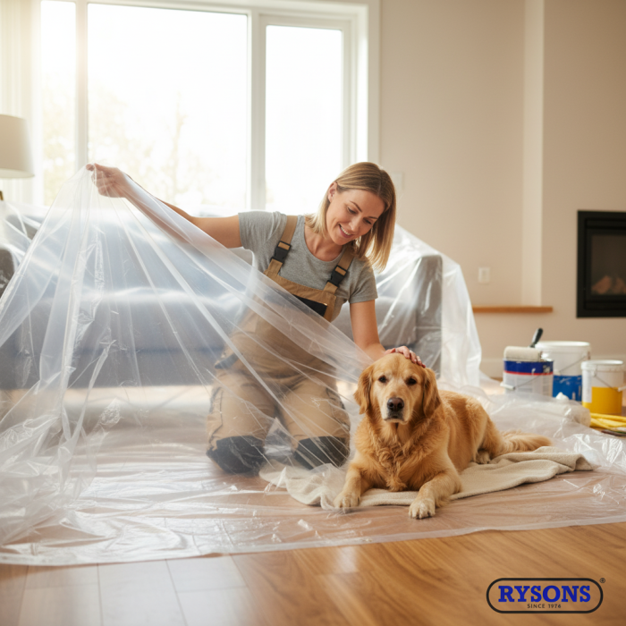 3 x 4m Clear Plastic Dust Sheet