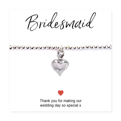 Bridesmaids Heart Bracelet & Thank You Card