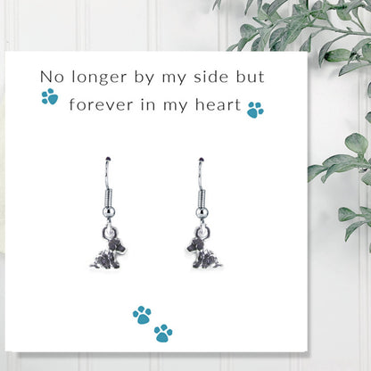 No Longer By My Side - Dog Earrings on Message Card