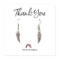 Angel Wing Earrings on Rainbow Thank You Card