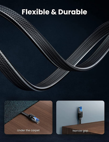 UGREEN CAT8 RJ45 Braided Flat Ethernet Cable - 1 Metre