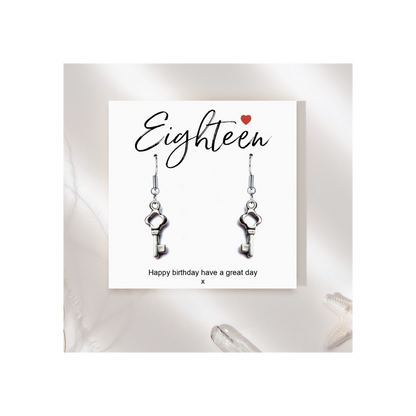 18th Birthday Earrings & Message Card