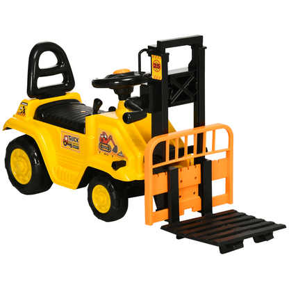 HOMCOM Kids Ride on Forklift Truck w/ Fork Tray, Under Seat Storage, Backrest