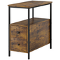 Slim Side Table End Table with 2 Drawers & Storage Shelf for Living Room, Brown