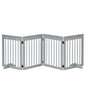 Freestanding Pet Gate 4 Panel Folding Wooden Dog Barrier  w/ Support Feet
